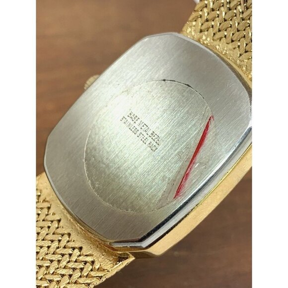 Gruen Unisex Watch 2 Star Quartz Gold Dial Rectangular Mesh Stainless St… - Picture 5 of 12